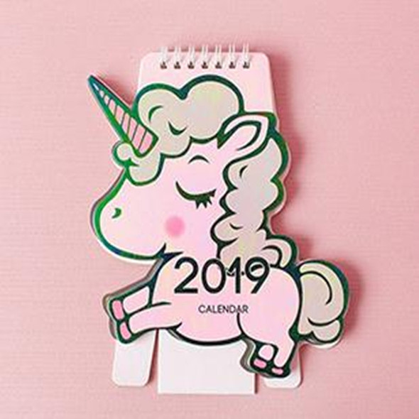 3 PCS Pink Cute Animal Pattern Table Calendars Desk Calendar(Green unicorn)