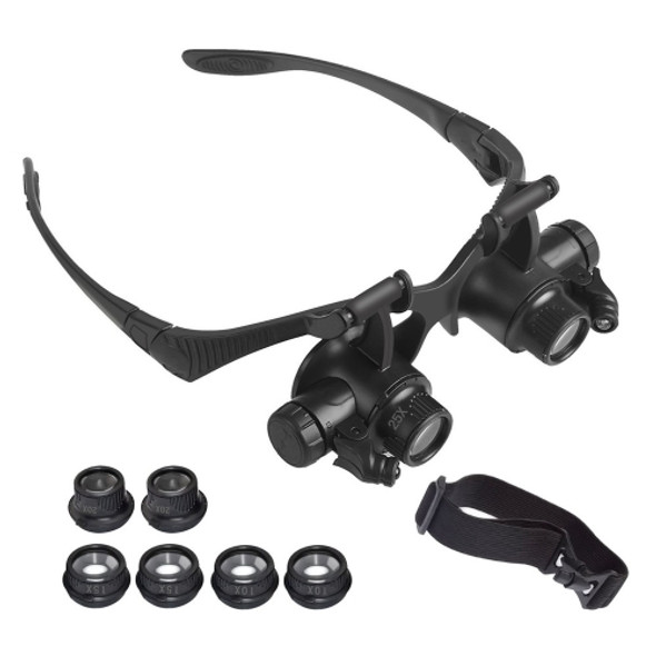 YWXLight Headband Eyewear Magnifier Loupe Jeweler Magnifying Glasses Tool Set with LED Light