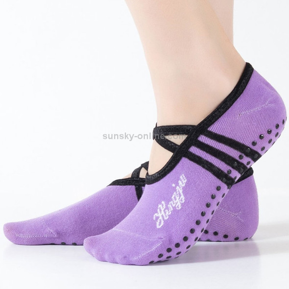 1 Pair Sports Yoga Socks Slipper for Women Anti Slip Lady Damping Bandage Pilates Sock(Light Purple)