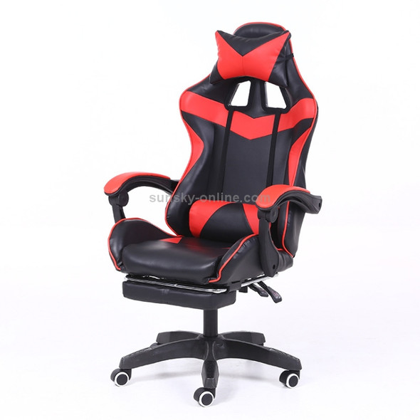 Computer Office Chair Home Gaming Chair Lifted Rotating Lounge Chair with Footrest / Aluminum Alloy Feet (Red)