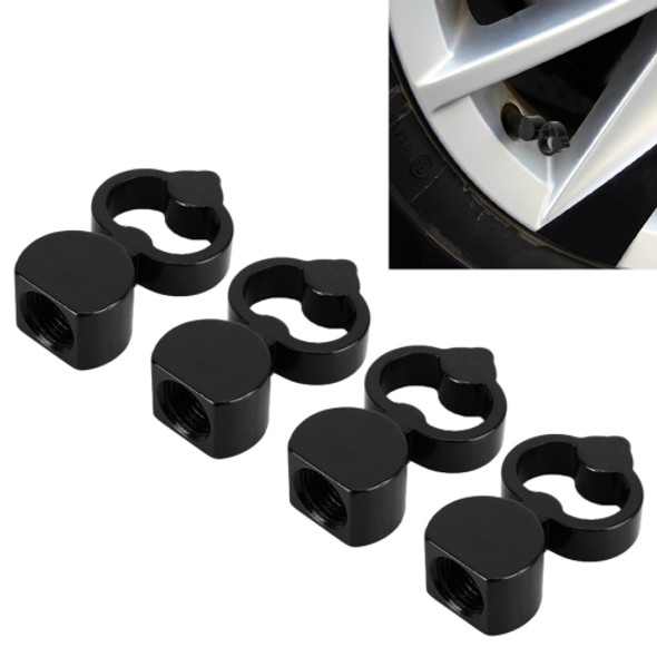4 PCS Heart-shaped Gas Cap Mouthpiece Cover Tire Cap Car Tire Valve Caps (Black)