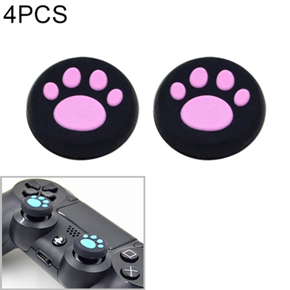 4 PCS Cute Cat Paw Silicone Protective Cover for PS4 / PS3 / PS2 / XBOX360 / XBOXONE / WIIU Gamepad Joystick(Pink)