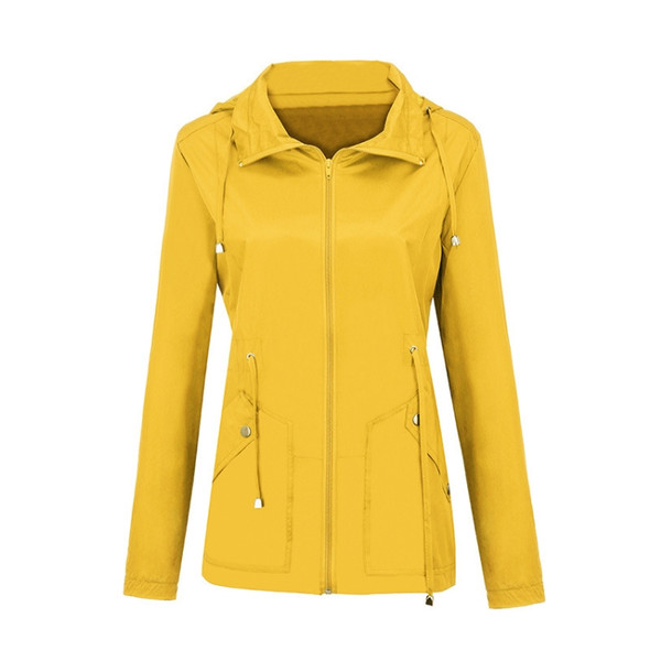 Raincoat Waterproof Clothing Foreign Trade Hooded Windbreaker Jacket Raincoat, Size: M(Yellow)