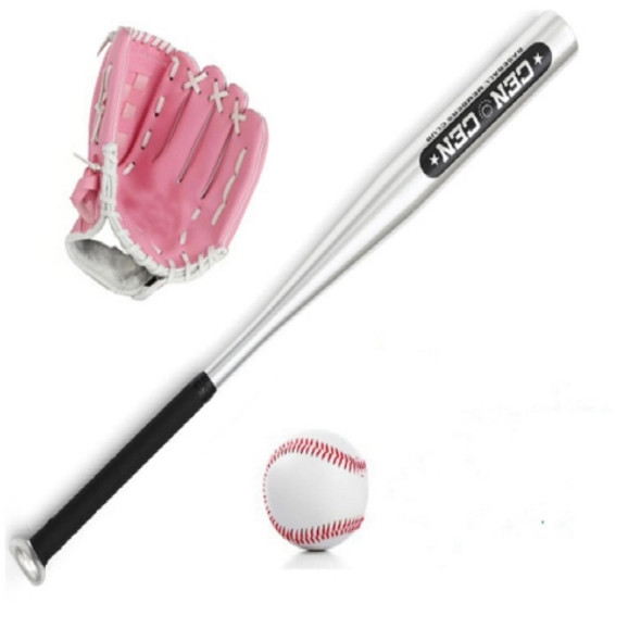 3 in1 Aluminum Alloy Baseball Bat + Baseball + Storage Bag Set(with Pink Gloves)