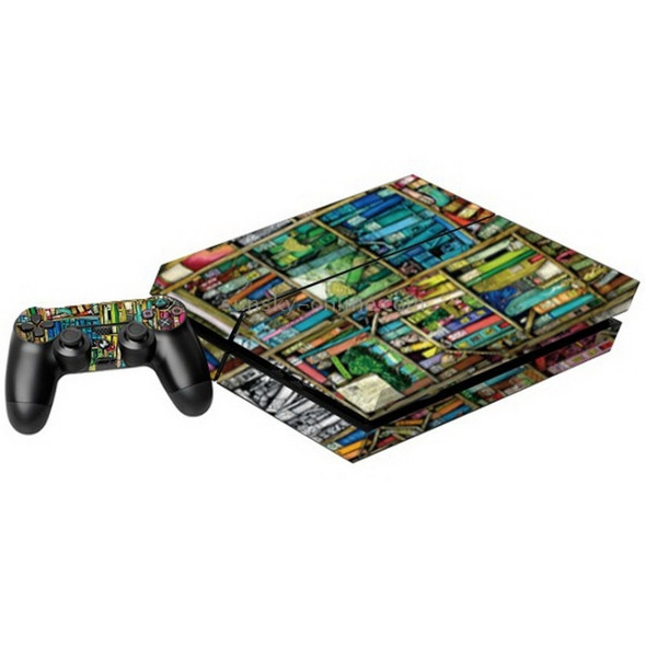 Bookshelf Pattern Decal Stickers for PS4 Game Console