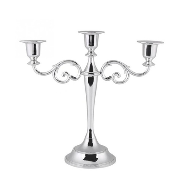 Retro Candlestick Home Decoration Living Room Cafe Theme Restaurant Jewelry Candlelight Dinner Props Gifts, Style:Silver-3 Arms