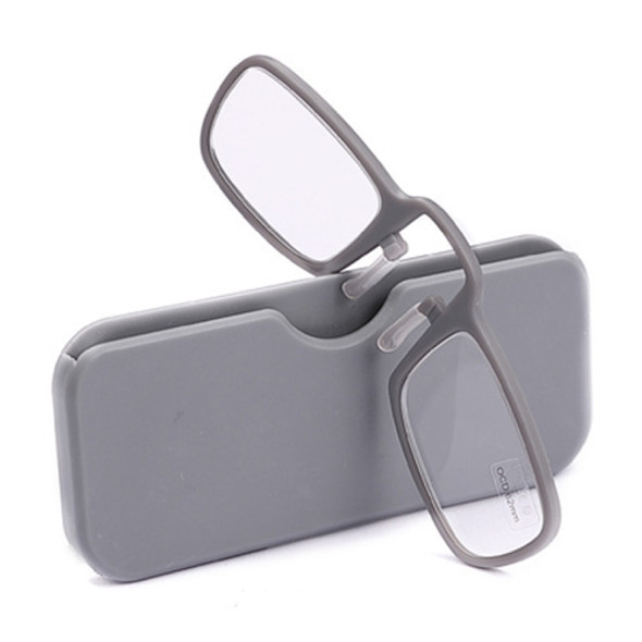 2 PCS TR90 Pince-nez Reading Glasses Presbyopic Glasses with Portable Box, Degree:+1.50D(Grey)