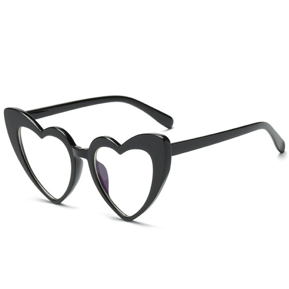 Heart Shape UV400 Polarized Sunglasses for Women(Black+Transparent)