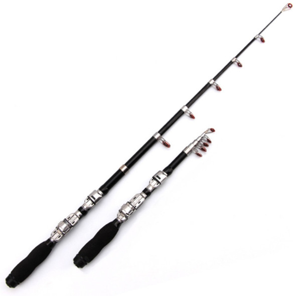 37cm Portable Telescopic Sea Fishing Rod Mini Fishing Pole, Extended Length : 2.3m, Black Clip Reel Seat