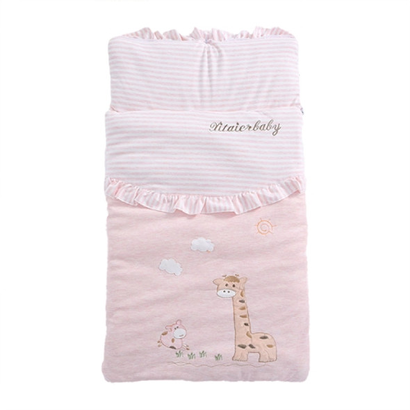 Baby Cotton Breathable Sleeping Bag Baby Cartoon Pattern Wrap Baby Multi-purpose Hug Bag(Pink)