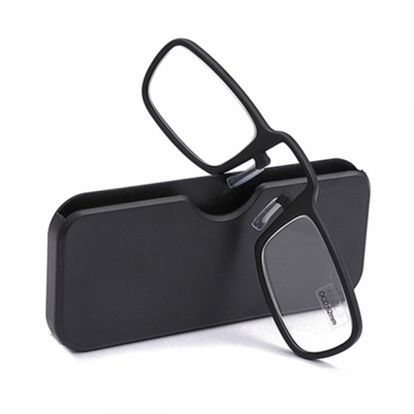 2 PCS TR90 Pince-nez Reading Glasses Presbyopic Glasses with Portable Box, Degree:+2.00D(Black)