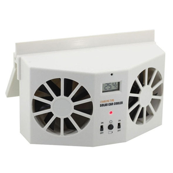 2W Solar Powered Car Auto Air Vent Cool Fan Cooler Ventilation System Radiator, with Temperature Display