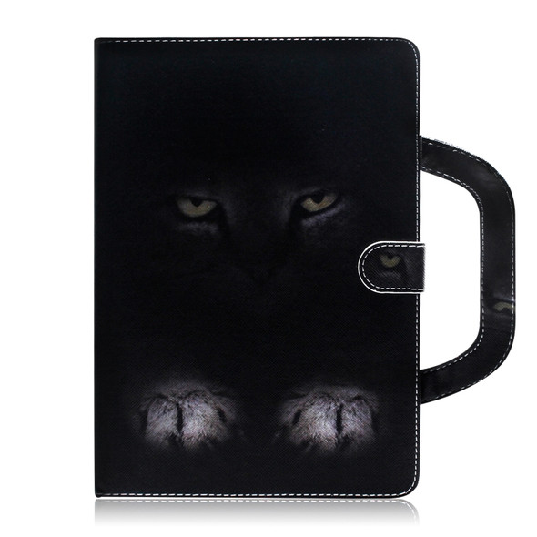 For iPad 10.2 / 10.5 / Air 2019 3D Colored Drawing Horizontal Flip Leather Case with Holder & Card Slot & Wallet & Handle(Mysterious Cat)