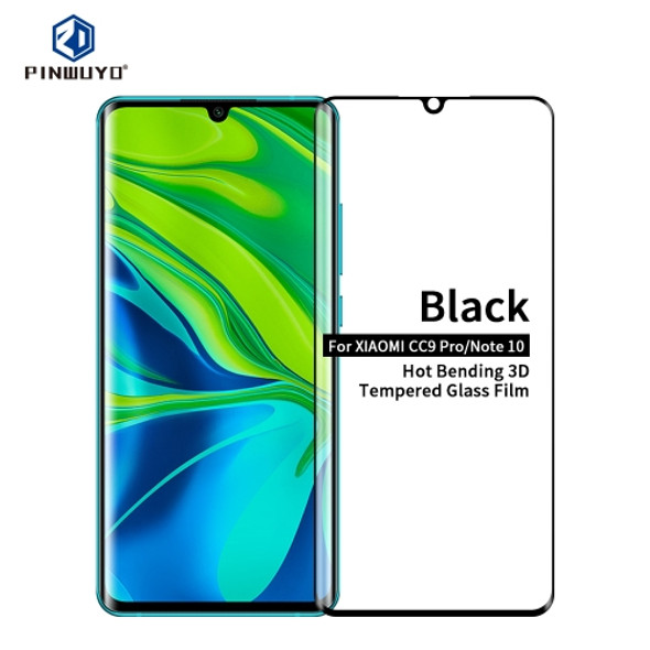 For Xiaomi CC9 Pro / Xiaomi  Note10 PINWUYO 9H 3D Hot Bending Tempered Glass Film(Black)