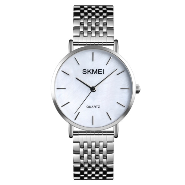 Skmei 1567 Light And Thin Leisure Simple 30m Waterproof Shell Dial Women Steel Band Quartz Watch(Silvery)
