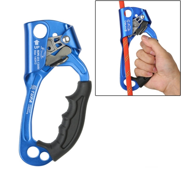 XINDA TP-8606 Outdoor Rock Climbing Aerial Work Anti-fall Handheld Rope Gripper for 8-12mm Diameter Rope Right(Blue)