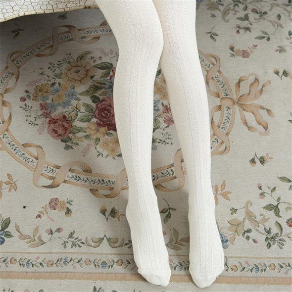 Spring and Autumn Cotton Over-knee Socks Preppy Style Jacquard Stockings(White)