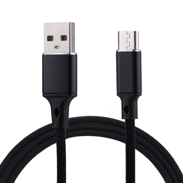 1m 2A Output USB to Micro USB Nylon Weave Style Data Sync Charging Cable, For  Samsung, Huawei, Xiaomi, HTC, LG, Sony, Lenovo and other Smartphones(Black)