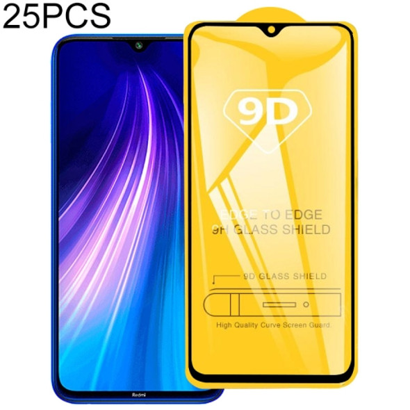 25 PCS For Xiaomi Redmi Note 8T 9D Full Glue Full Screen Tempered Glass Film