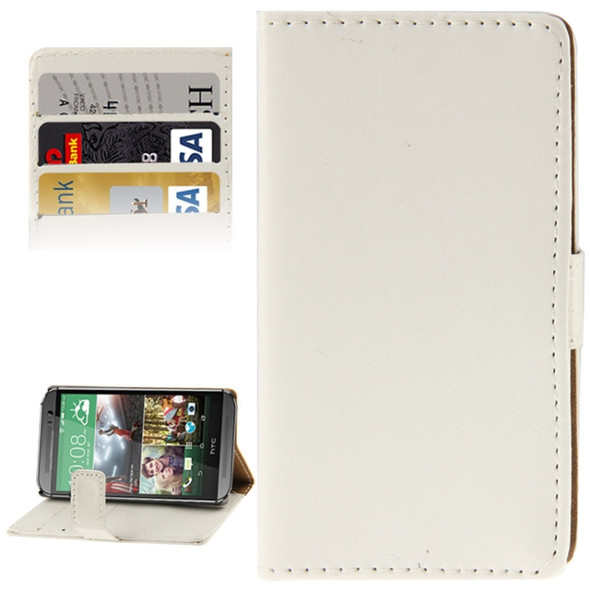 Crazy Horse Texture Flip Leather Case with Card Slots & Holder for HTC One M8(White)