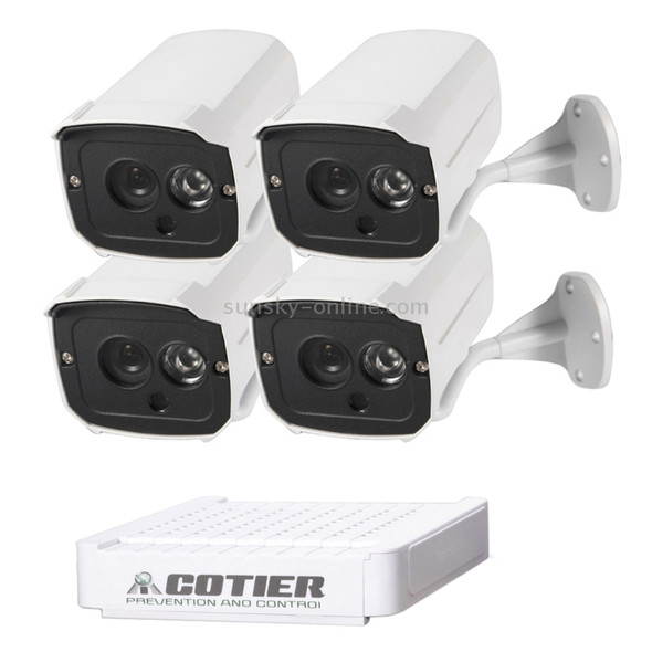 COTIER N4B7-Mini/L 4 Ch 720P 1.0 Mega Pixel IP Camera NVR Kit, Support Night Vision / Motion Detection, IR Distance: 20m