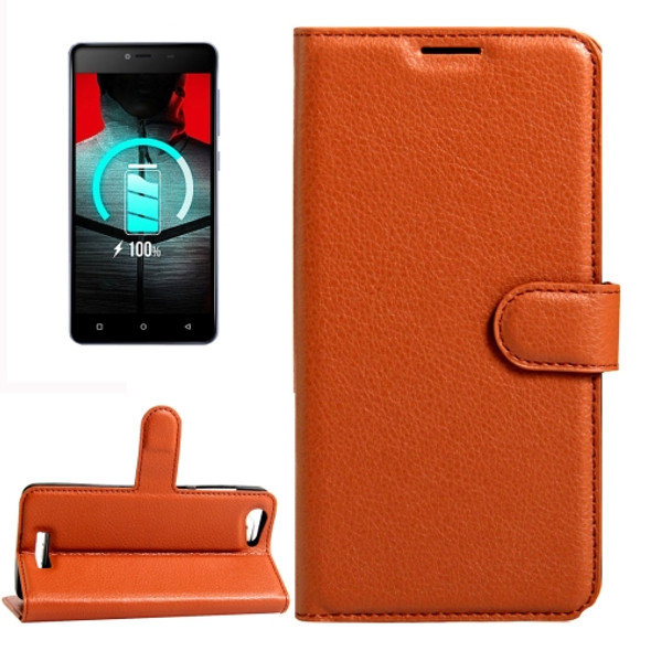 For BLU Energy X 2 Litchi Texture Horizontal Flip Leather Case with Magnetic Buckle & Holder & Card Slots & Wallet(Brown)
