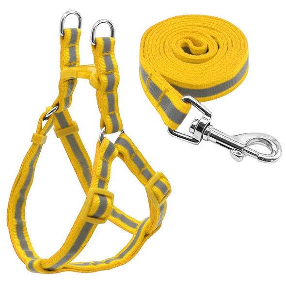 Small Medium Dogs Nylon Reflective Dog Leash Lead Set, Size:M(Yellow)