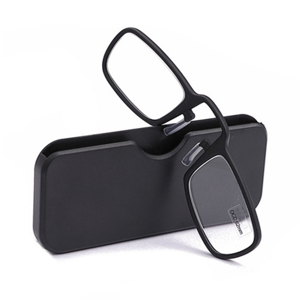 2 PCS TR90 Pince-nez Reading Glasses Presbyopic Glasses with Portable Box, Degree:+3.00D(Black)