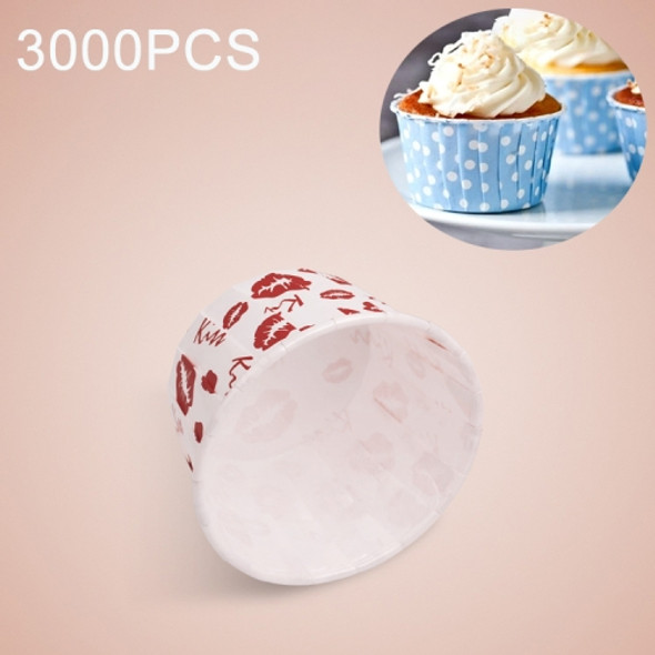 3000 PCS Red Lips Pattern Round Lamination Cake Cup Muffin Cases Chocolate Cupcake Liner Baking Cup, Size: 5.8 x 4.4  x 3.5cm