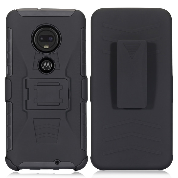 For Motorola Moto G7 PC + Silicone Back Clip Sliding Sleeve Protective Case(Black)