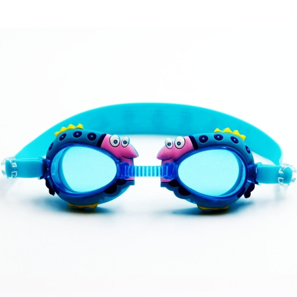 Cartoon Shark Pattern Anti-fog Silicone Swimming Goggles with Ear Plugs for Children(Baby Blue)