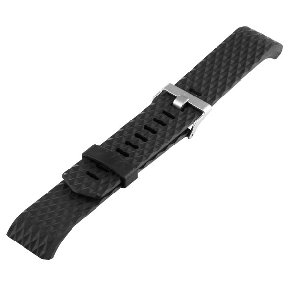 For Fitbit Charger 2 Bracelet Watch Diamond Texture TPU Watchband, Full Length: 23cm(Black)