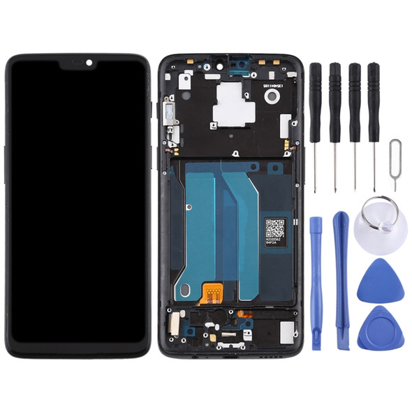 TFT Material LCD Screen and Digitizer Full Assembly with Frame for OnePlus 6 A6000 (Black)