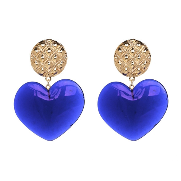 Peach Heart Earrings Retro Series Acrylic Stud Earrings for Women(Deep Blue)