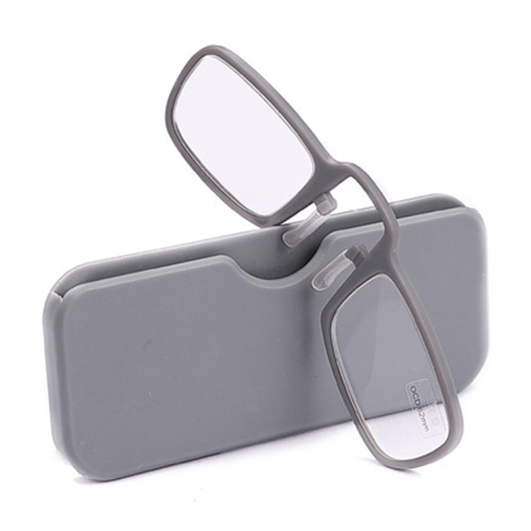 2 PCS TR90 Pince-nez Reading Glasses Presbyopic Glasses with Portable Box, Degree:+3.00D(Grey)