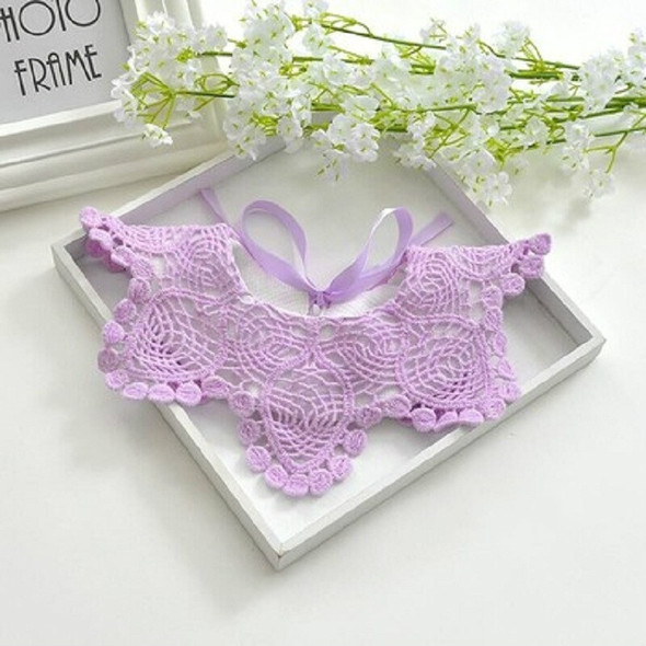 Cotton Lace Female Baby Bib Princess Bib Saliva Towel 360 Degree Rotation Child Fake Collar Decoration, Color:Pineapple Flower Purple