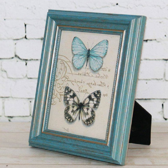 Retro Resin Wood Frame Simple Horizontal and Vertical Universal Frame, Size:6 inch( Blue)