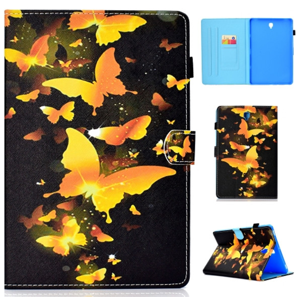 for Galaxy Tab S4 10.5 T830 Colored Drawing Stitching Horizontal Flip Leather Case, with Holder & Card Slots(Golden Butterfly)