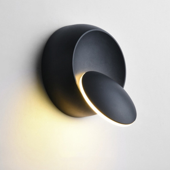 LED Wall Lamp 360 Degree Rotation Adjustable Bedside Light White Black Creative Wall Lamp Black Modern Aisle Round Lamp, Color Temperature:warm white(Black)