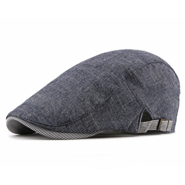 Thin Retro British Style Adjustable Shade Cotton Linen Beret(Navy)