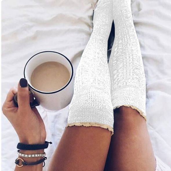 Warm Lace Over The Knee Socks Stack Socks Woman(White)