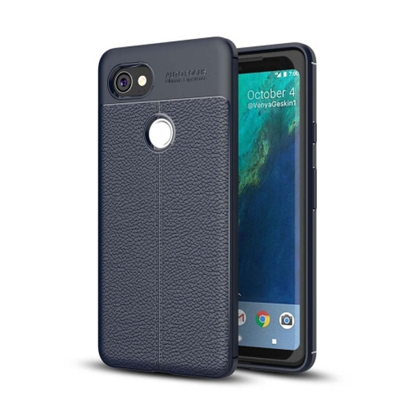 For Google Pixel 2 XL Litchi Texture Full Coverage TPU Protective Back Cover Case (navy)