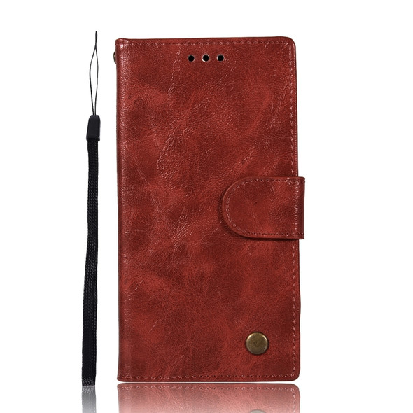 For Sony Xperia XZ Retro Copper Button Crazy Horse Horizontal Flip PU Leather Case with Holder & Card Slots & Wallet & Lanyard(Wine Red)