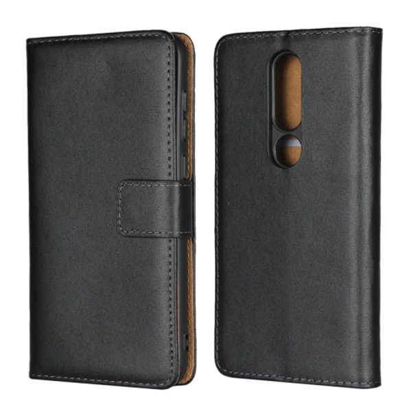 Leather Horizontal Flip Holster for Nokia X6 2018 ?with Magnetic Clasp and Bracket and Card Slot and Wallet(Black)