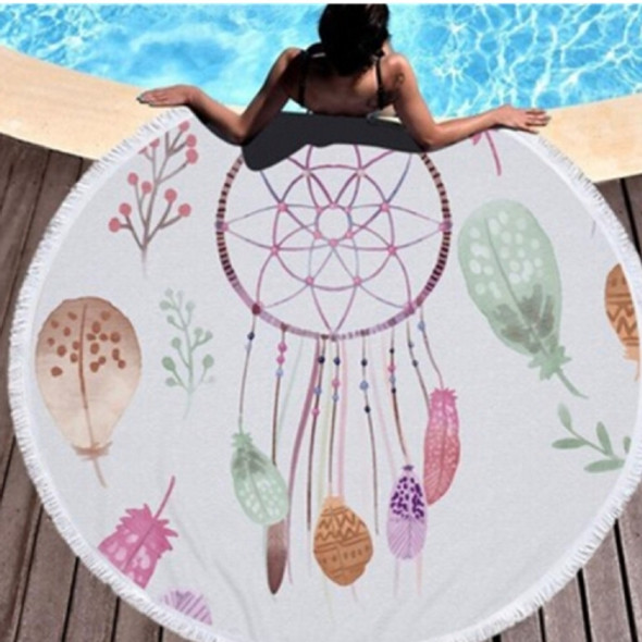 Dream Catcher Series Pattern Circular Microfiber Beach Towel with Tassel, Suitable for Swimming / Bathroom / Picnic(Dream Catcher 2)