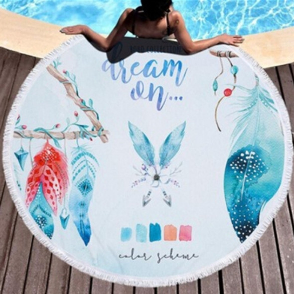 Dream Catcher Series Pattern Circular Microfiber Beach Towel with Tassel, Suitable for Swimming / Bathroom / Picnic( Dream Catcher 5)