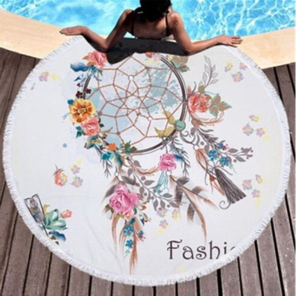 Dream Catcher Series Pattern Circular Microfiber Beach Towel with Tassel, Suitable for Swimming / Bathroom / Picnic( Dream Catcher 6)