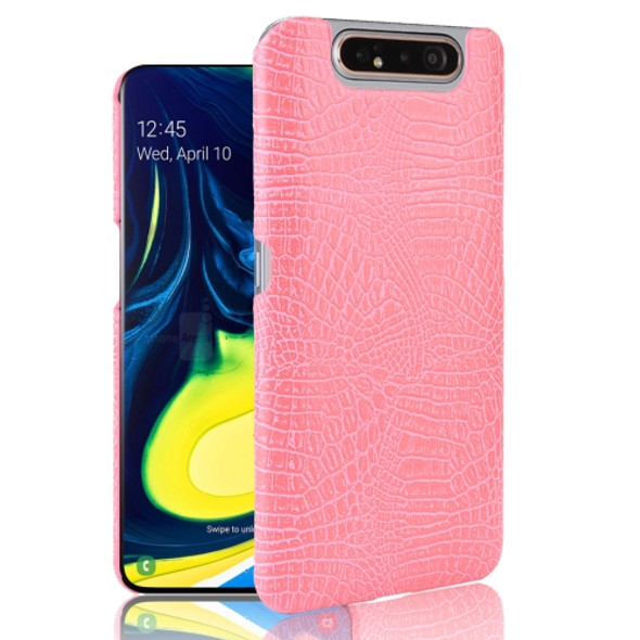 Shockproof Crocodile Texture PC + PU Case for Galaxy A80 / A90(Pink)