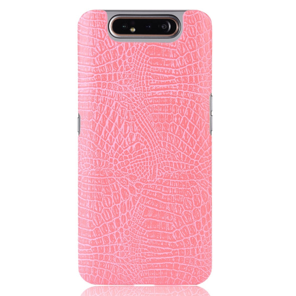 Shockproof Crocodile Texture PC + PU Case for Galaxy A80 / A90(Pink)