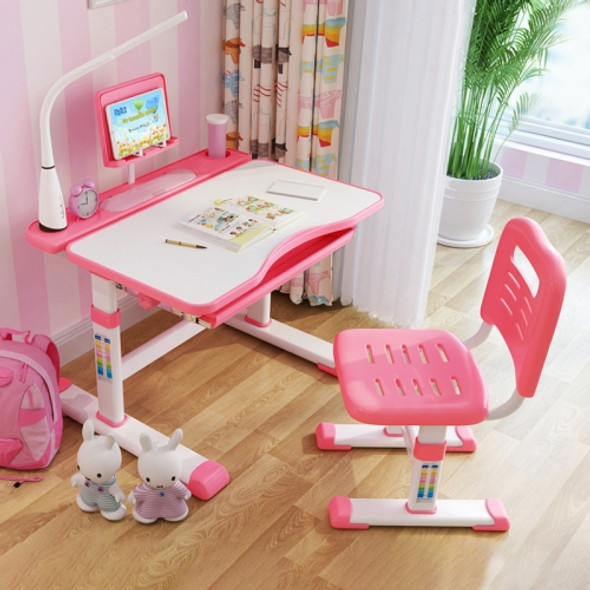 Multifunctional Lifting Plastic Children  Study Table and Chair Set (Pink)